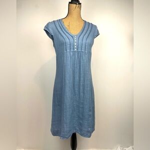 Lina Tomei linen embroidered dress blue size small